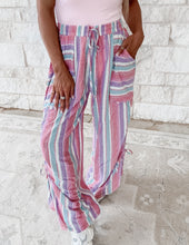 Load image into Gallery viewer, Off The Edge Striped Cotton Gauze Pants - Red / Blue