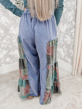 Load image into Gallery viewer, Bring The Good Vibes Mineral Wash Tiered Wide Leg Pants - Blue