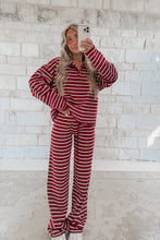 Load image into Gallery viewer, Quiet Morning Striped High Neck Henley Knit Sweater &amp; Wide Leg Sweater Pants Set