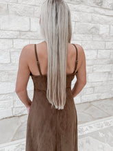 Load image into Gallery viewer, Central Park Vegan Suede Cami Dress - Mocha