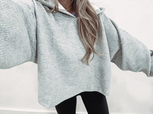 Load image into Gallery viewer, Easy Going Grey Ribbed Hoodie