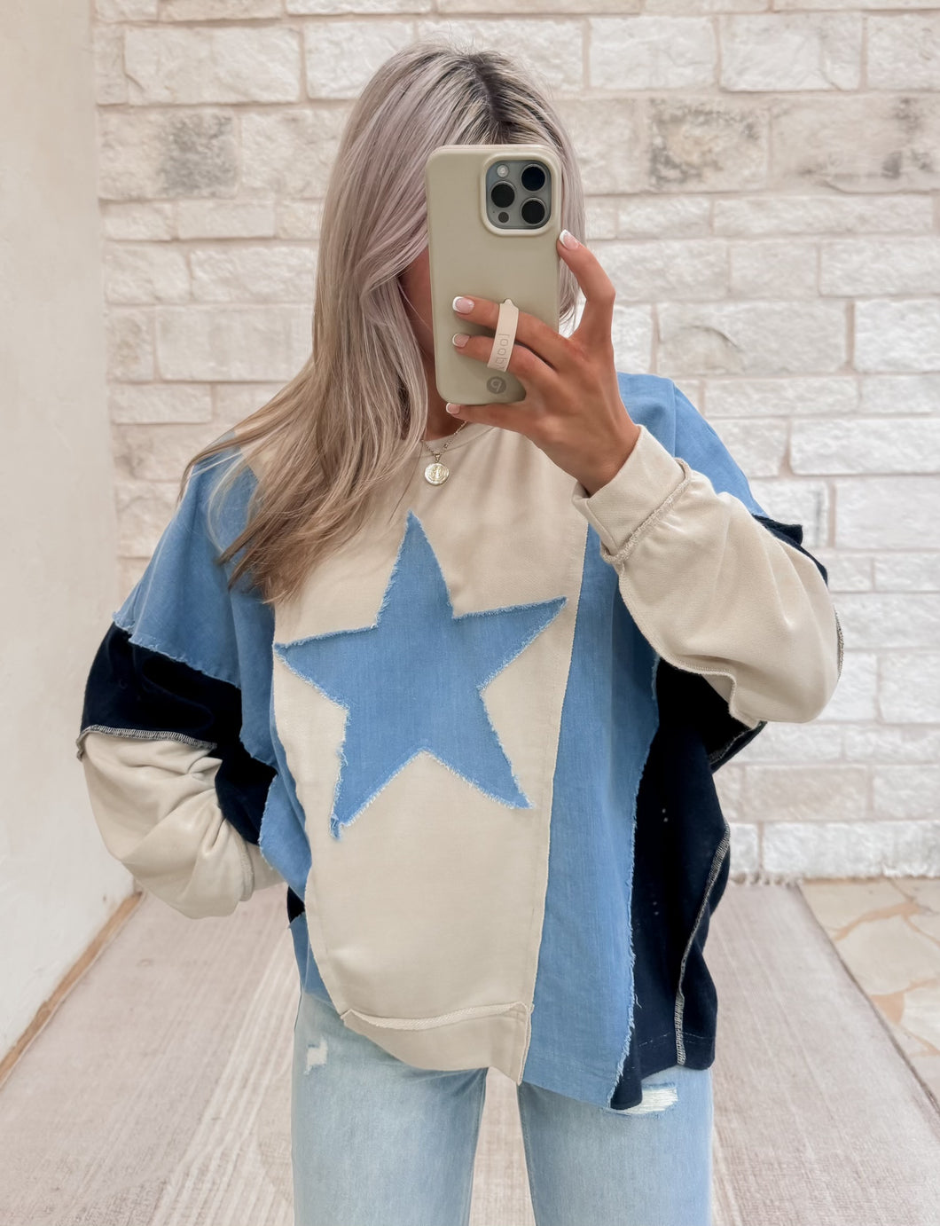 Cassie Denim Mix Star Top