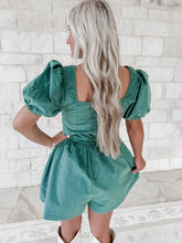 Load image into Gallery viewer, No Doubt About It Corduroy Puff Sleeve Romper - Green