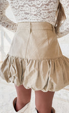 Load image into Gallery viewer, We Do It Best Denim Bubble Hem Mini Skirt - Beige