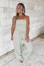Load image into Gallery viewer, Everyday Luxe Stripe Detail Tube Top &amp; Low-Rise Stripe Difference Detail Front Tie Pants