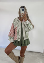 Load image into Gallery viewer, Mixed Signals Checkered Patchwork Casual Jacket - Olive/Pink