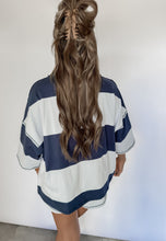 Load image into Gallery viewer, No Place Like Home Stripe Half Zip Short Set - Midnight/Steel