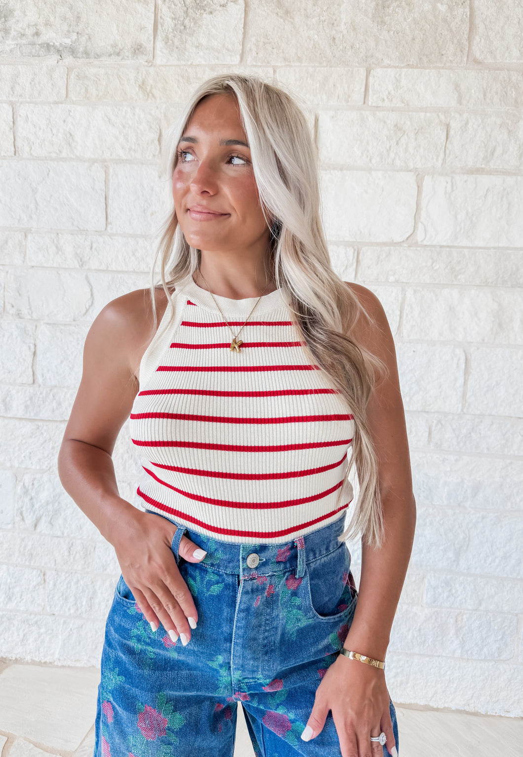 Flatter Me Striped Ribbed Tank