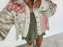 Load image into Gallery viewer, Mixed Signals Checkered Patchwork Casual Jacket - Olive/Pink