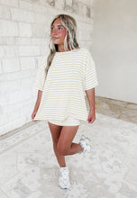Load image into Gallery viewer, Hello Sunshine Short Sleeve Round Neck Striped Tee &amp; Mid Rise Skort Set - Butter