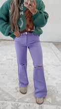 Load image into Gallery viewer, Princess Purple Distressed Wide Leg Jeans