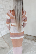 Load image into Gallery viewer, In The Salty Air Striped Knit Crop Top + Maxi Skirt Set - Beige Combo