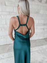 Load image into Gallery viewer, Twist And Shout Green Satin Maxi