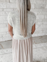 Load image into Gallery viewer, Keep The Faith Metallic Accent Sweater Pleated Midi Dress - Champagne