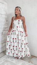 Load image into Gallery viewer, Stop &amp; Smell The Roses Floral Tie Strap Midi Dress - Wine
