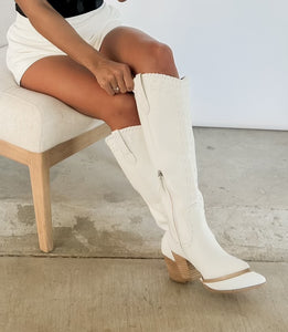 Lacey White Western Boots