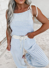 Load image into Gallery viewer, Stroll in the Breeze Striped Pattern Knitted Pants -  Blue / Lemon