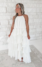 Load image into Gallery viewer, Love Story Solid Sleeveless Halter Neck Ruffle Tiered Midi