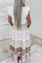 Load image into Gallery viewer, Tea Time Colorblock Tiered Midi Dress