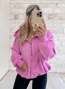 Olivia Half Zip - Bright Mauve