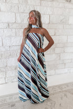 Load image into Gallery viewer, Fall Into Place Striped Strapless Maxi w/ Scarf