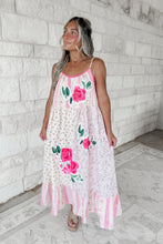 Load image into Gallery viewer, A Class Of Her Own Rose Patchwork Print Ruffle Hem Trapeze Midi Dress