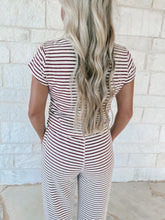 Load image into Gallery viewer, Still The One Cotton Striped Top + Pant Set - Cream/Burgundy