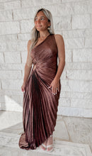 Load image into Gallery viewer, Too Precious Asymmetrical Pleated Maxi Dress - Sunset/Gold