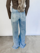 Load image into Gallery viewer, It All Made Sense Tie Waist Side Slit Wide Leg Jeans