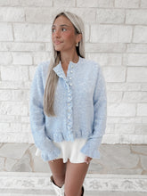 Load image into Gallery viewer, End Of Story Ruffle Wave Button Down Knit Cardigan - Blue