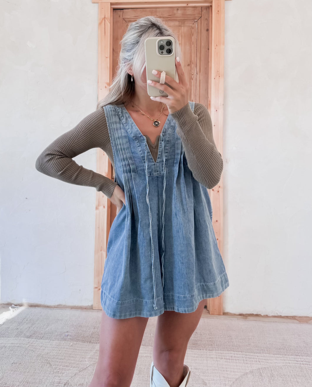 Playful Mood Denim Romper