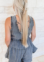 Load image into Gallery viewer, Waves of My Heart Chambray Denim Romper