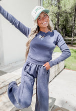 Load image into Gallery viewer, Without Thinking Boat Neck Long Sleeve + Pant Set - Navy