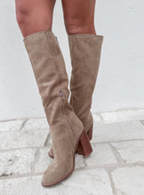 Load image into Gallery viewer, Shiloh Knee High Block Heel Boots - Latte
