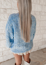 Load image into Gallery viewer, Pebble Pathway Speckled Knit Sweater Cardigan - Lt. Blue