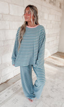 Load image into Gallery viewer, Cozy Weekend Brushed Stripe Jersey Tee &amp; Drawstring Waist Pants Set