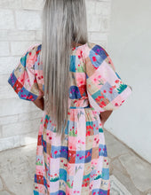 Load image into Gallery viewer, Effortless Charm Checkered Puff Sleeve Midi Dress