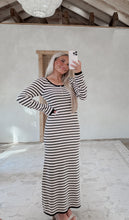Load image into Gallery viewer, Restock - Meant Every Word Striped Knit Maxi Dress - Sand/Black