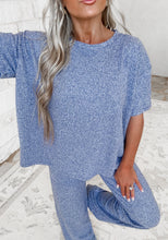 Load image into Gallery viewer, Going Nowhere Soft Melange Short Sleeve Tee &amp; Long Pant Set - Lt Navy