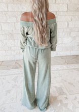 Load image into Gallery viewer, Livy Sage Off The Shoulder Jumpsuit