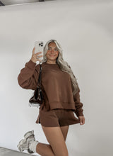 Load image into Gallery viewer, All Set Then Fleece Sweatshirt &amp; Short Set - Brown