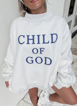 Load image into Gallery viewer, Jesus Fish/Child of God Reversible Mockneck Sweatshirt - Grey/Vintage Blue