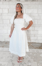 Load image into Gallery viewer, Made For More Balloon Square Neck Midi Dress - White