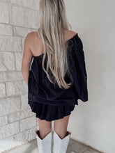 Load image into Gallery viewer, The Night Off One Shoulder Pleated Top &amp; Skirt Set - Black