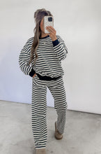 Load image into Gallery viewer, More My Vibe Striped Crew Neck &amp; Sweatpants Set - Navy/Cream