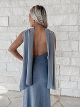 Load image into Gallery viewer, At The Gala Backless Scarf Sweater Knit Maxi Dress - Charcoal