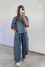 Load image into Gallery viewer, Point Of View Mineral Wash Barrel Pant Set