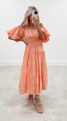 Angel Girl Peach Midi Dress