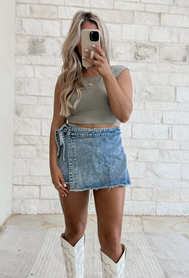 Leave It To Me Denim Skort