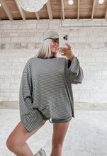 Load image into Gallery viewer, Get Comfy Striped Long Sleeve &amp; Short Set - Olive Multi